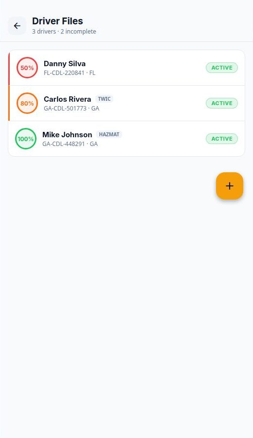 Driver Files — CDL, endorsements, and document completeness per driver